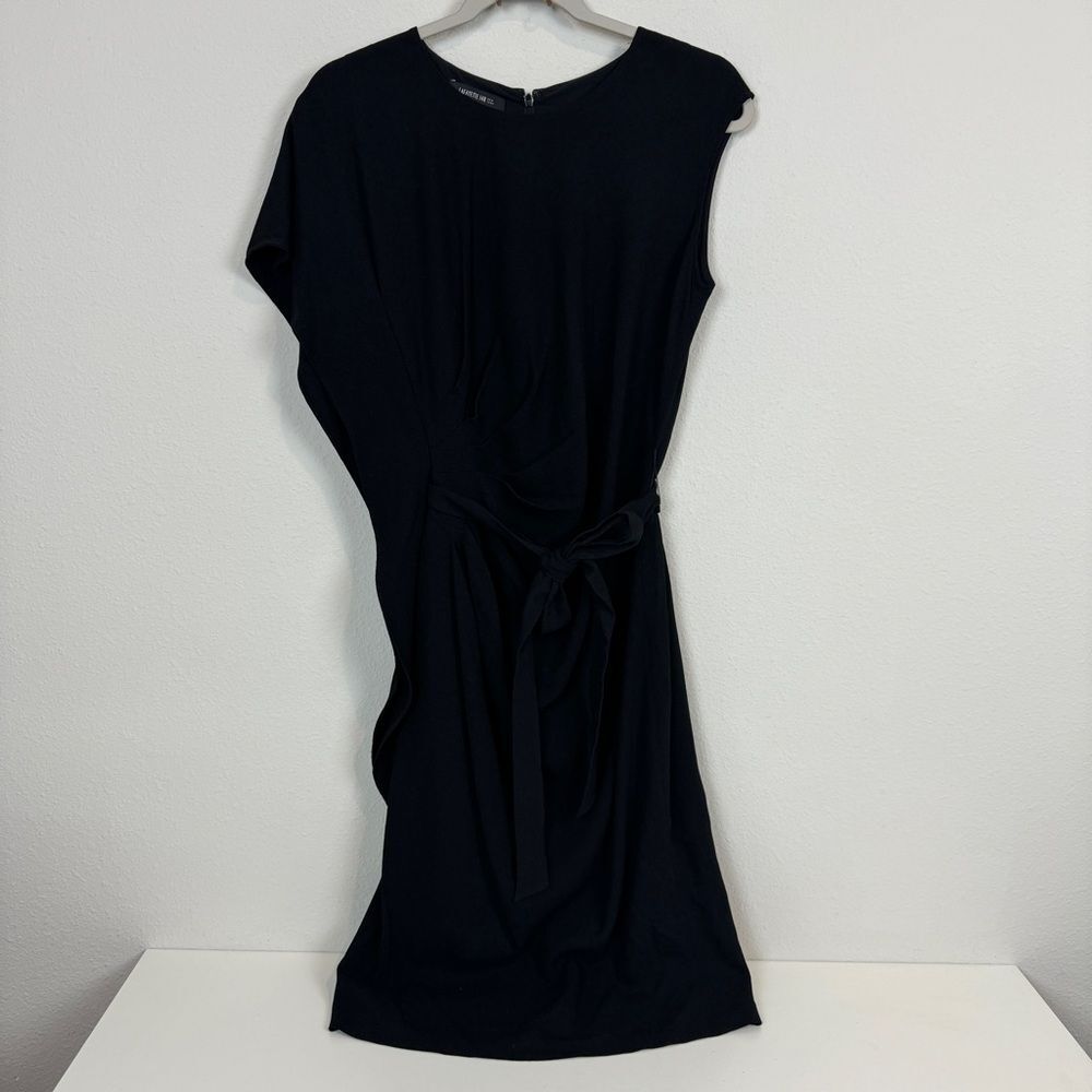 Lafayette 148 Viscose Wool Asymmetrical Ruffle Sheath Dress 8
